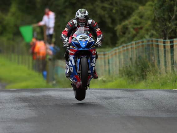 Michael Dunlop was fastest at Armoy in the Superbike class on the Bennetts Suzuki by more than five seconds.