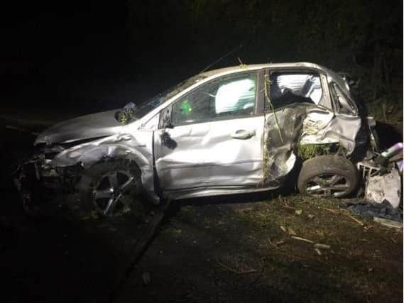 Crashed car on the Moneymore Road last night