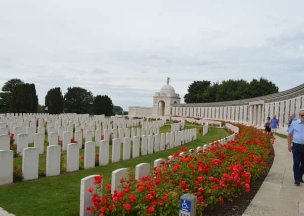 The immaculately tended graves at Tyne Cot Cemetery.