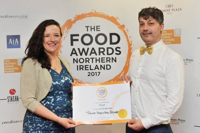 Regional winners of this years Food Awards Northern Ireland 2017, Turan and Emma GÃ¼nes of Truva Chargrill Coleraine.