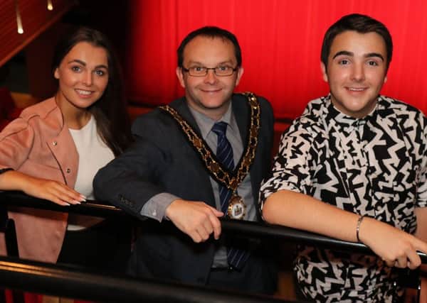 Mayor, Cllr Paul Hamill pictured with Corrie Earley and Daniel Kerr.