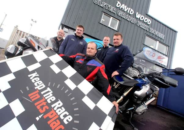 Pictured at the recent BikeSafe training in advance of the 2017 MCE Ulster Grand Prix are (l-r) Davy Patterson, Motorcycle Union of Ireland; Councillor Scott Carson, Lisburn & Castlereagh City Council; Superintendent Sean Wright, PSNI District Commander for Lisburn and Castlereagh; Trevor Kirke, PSNI BikeSafe Coordinator and Michael Brown, NI Fire & Rescue Service.