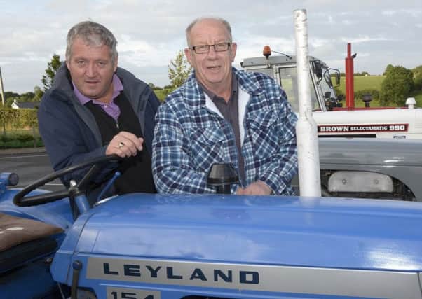 Alex Swan with his 1974 Leyland 154 and Mervyn Grahame who had his Grey Fergie at the Harry Ferguson Tractor Run Â©Edward Byrne Photography INBL1533-224EB