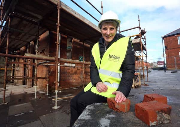 Linda Beckett, Manager of Glen Caring home care agency, pictured back in November 2016 as work got under way at the site of the new Changing Places toilet with hoist at Ebrington. (Pic: Lorcan Doherty)