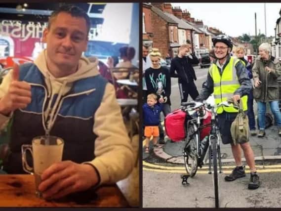 Chris Comber (right) and other relatives and friends have undertaken the epic fundraising cycle in memory of his son Sam (left).
