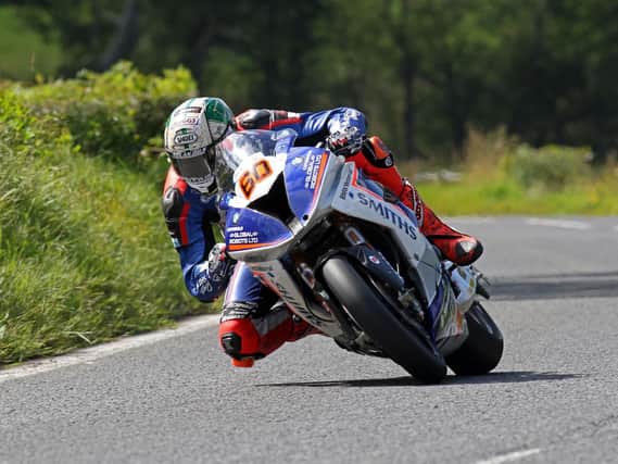 Peter Hickman on the Smiths BMW at Dundrod on Wednesday.