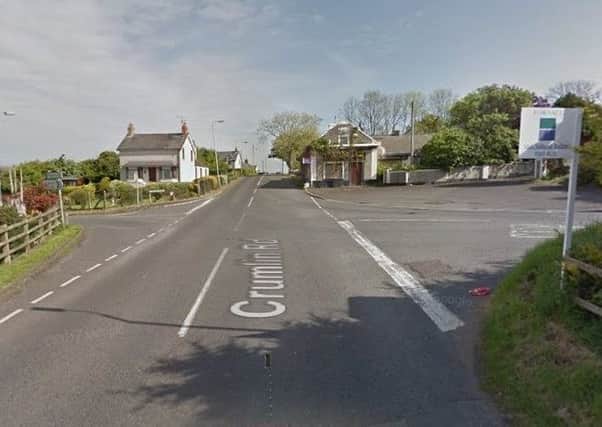The Crumlin Road/Station Road junction near Ballinderry. Pic by Google