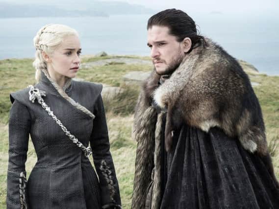 Daenerys Targaryen (Emilia Clarke) and Jon Snow (Kit Harington) on the coming episode.Helen Sloan/HBO