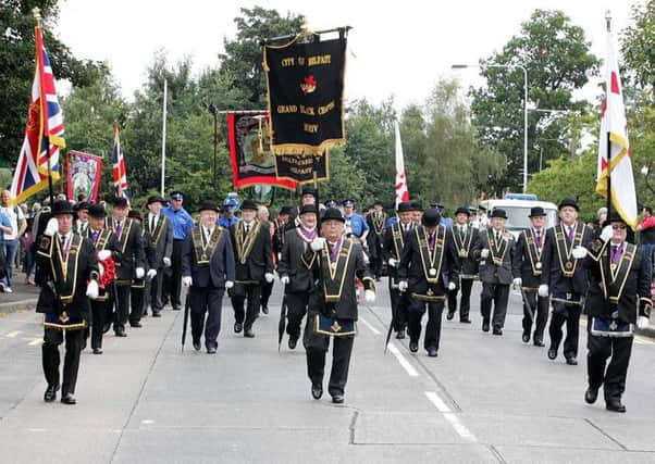 Sir Knights on parade at the Royal Black Institution 'Last Saturday'  demonstration in Lisburn in 2007.