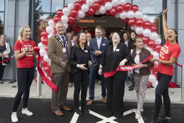 Mayor Tim Morrow was among the guests at the official opening of Lisburn's new TK Maxx store on Thursday morning, August 17.