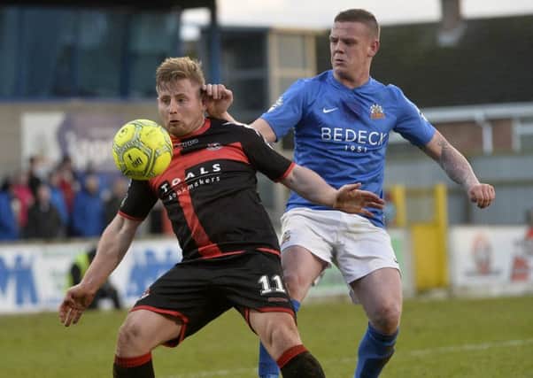 Glenavon defender Aaron Canning (right) has joined Ballinamallard United on a loan deal. Pic by PressEye Ltd.Glenavon defender Aaron Canning (right) has joined Ballinamallard United on a loan deal. Pic by PressEye Ltd.