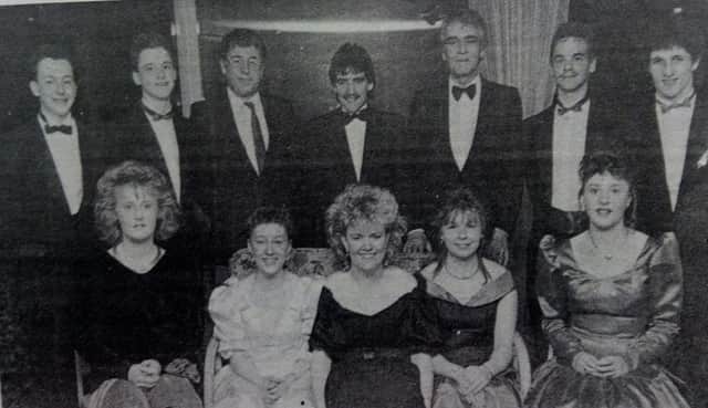 All dressed up for their formal at the White Horse Inn in 1989 are pupils from St Brecon's Secondary School in the Waterside.