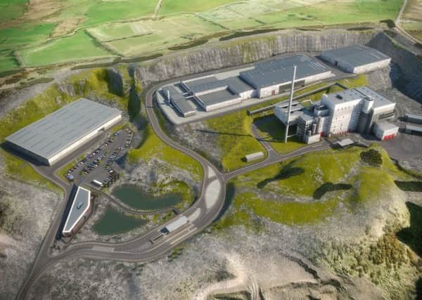 An impression of what the proposed waste incinerator at Mallusk would look like when completed