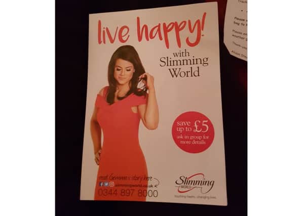 The Slimming World flyer that was sent home in pupils' homework folders.