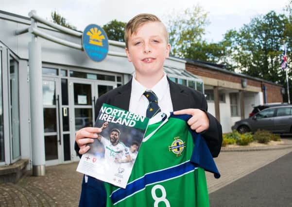 Carrickfergus College year 8 pupil Joel McMenamin had the night of his life recently as a mascot for the Northern Ireland team.