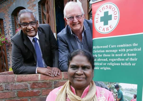 Harry Latimer, Chief Operating Officer of Blythswood Ireland, with Pastor Emmanuel and Annie Milton from the Siloam Youth and Childrens Aid Mission in Chennai.