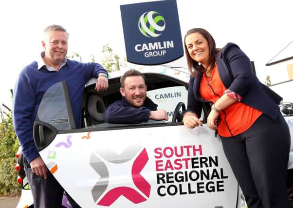 Pictured is one of the graduates Lee Curran, Camlin technologies Production Team Leader, Camlin Technologies Quality Manager Peter Young and SERC Account Manager Emma Finney.