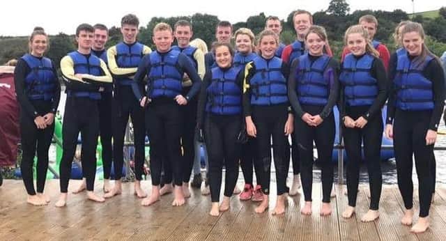 Members of Ahoghill YFC pictured at the Edge Watersports centre on their summer daytrip.