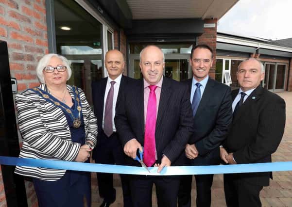 Pictured at the official opening of the Resurgam Trust 3D Centre are Deputy Mayor Hazel Legge; Mr Jim Rose, Director of Services (Non-regulated); Ald. James Tinsley, Chairman of the Leisure and Community Development Committee; Dr Mark Brown, Executive Office and Mr Adrian Bird, Trust Director, Resurgam Trust.