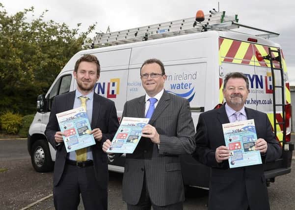 Pictured ahead of the Suppliers Day are (l-r):  Lewis Murray, Senior Category Manager at NI Water; Ronan Larkin, NI Waters Director of Finance and Regulation; and Kevin Denvir of Heyn Engineering LtdPicture: Michael Cooper