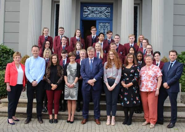 Board of Governors, Teaching Staff, and selected students of Hazelwood Integrated College and  Business founders were joined  on September 26  by their parents/guardians to celebrate the inauguration of the Internship Programme, the first of its kind, in Northern Ireland.
The successful students had completed a two stage selection process to gain an Internship position. 
The programme takes place over six months and allows the students to work closely with industry staff on specific industry projects, whilst gaining a broad view of the business and developing skills for the future beyond the curriculum.