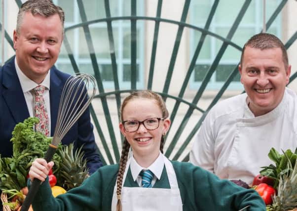 The second annual Mount Charles Big School Cook Off in association with the Irish News has been launched, with entries now open for pupils between the ages of 11-14 years old across Northern Ireland and Donegal. 

L-R: Cathal Geoghegan, Managing Director of Mount Charles, Ella Geoghegan and Simon Toye, Group Development Chef at Mount Charles.