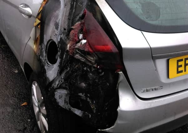 The couple's Ford Fiesta car was extensively damaged in the attack.
