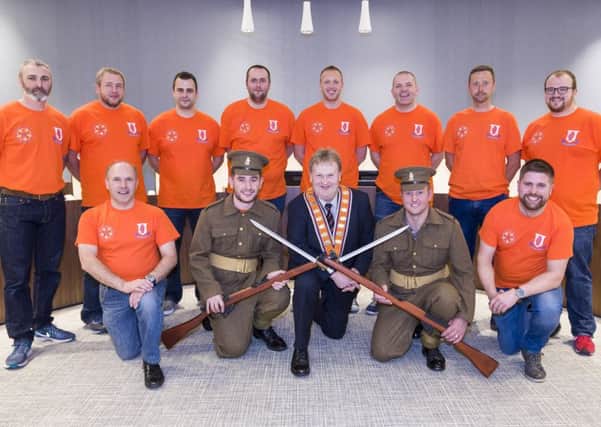 Banbridge Orangemen pictured with Deputy Grand Master Harold Henning ahead of their walk of remembrance in France and Belgium next year