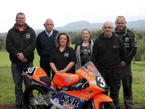 Pictured following the announcement of plans for a new road race in Co Fermanagh are (from left): Rodney Shaw (Enniskillen & District Club chairperson), Sean Cox, (Cleenish Community Association chairperson), Fiona Ferris (club secretary), Gillian Conlon (club treasurer), Trevor Kennedy (vice chairperson) and Gary McBrien (club member and local resident)