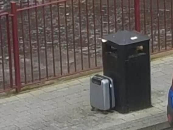 The suitcase at the centre of a security alert in the Strand Road / Queen's Quay area of the city (photo: Colin Palin).
