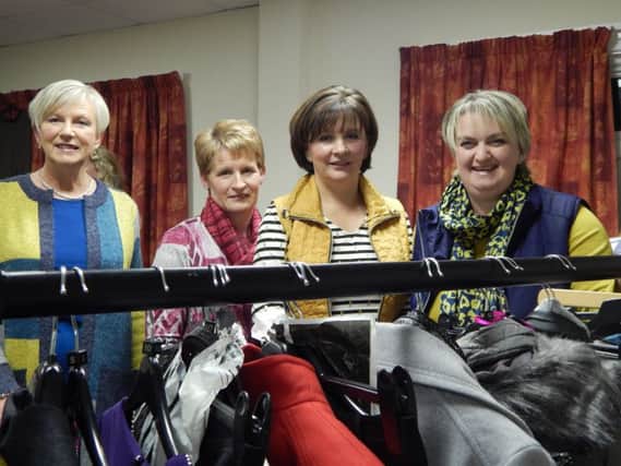 Marlene Long, Sharon Wilson, Rosemary Paisley and Lesley McMillan getting set to model at the Magheramorne fashion show.