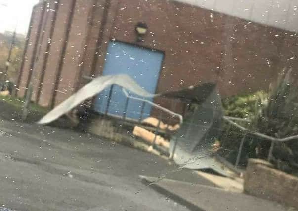 Part of the roof has been blown off the Belfast City Mission hall in Rathcoole.