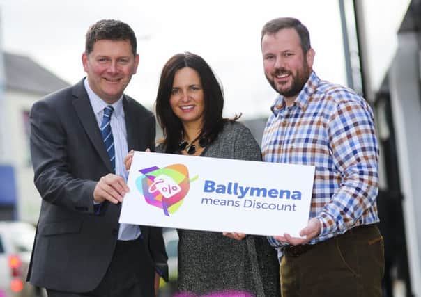 Ballymena is set to hold its biggest and most renowned discount day of the year on Thursday 2rd November. Pictured from L-R are Andy Storey, Chairman of Ballymena BID and Manager of Boots Ballymena; Alison Moore, BID Manager and Roy Smyth, Director of BID and Proprietor of Outdoor Adventure.