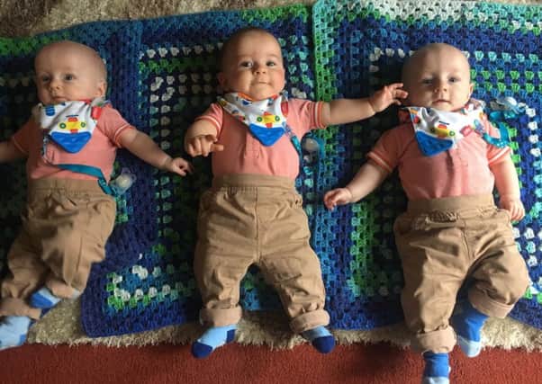 Ballymena triplets Conor, Ciaran and Cillian at six months old