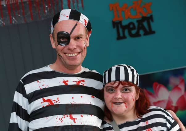 Richard and Enid pictured enjoying the Hallowe'en party at The Base, Larne.