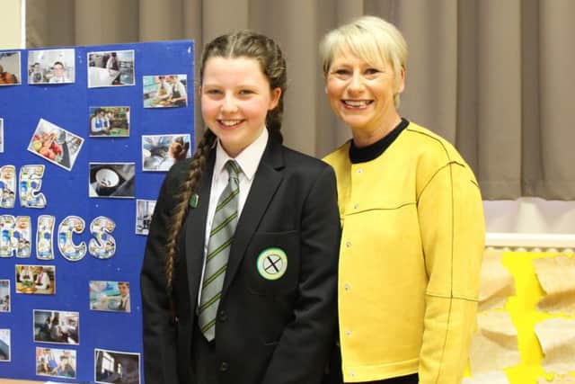 Elle Campbell with mum Donna  at the St Patrick's Academy coffee morning and book fair
