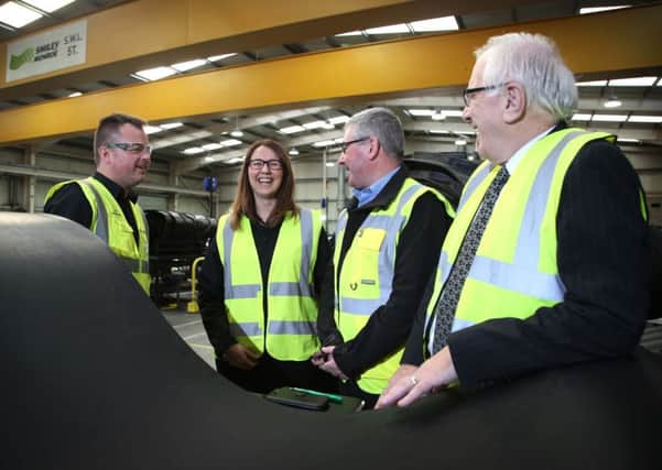 Pictured at the council's business engagement visit to local manufacturer Smiley Monroe are Tim Monroe, Marketing Director; Jayne Peters, HR and People Development Specialist; Wesley McAvory, Head of Operations and Ald. Allan Ewart MBE, Chairman of Lisburn & Castlereagh City Council's Development Committee.