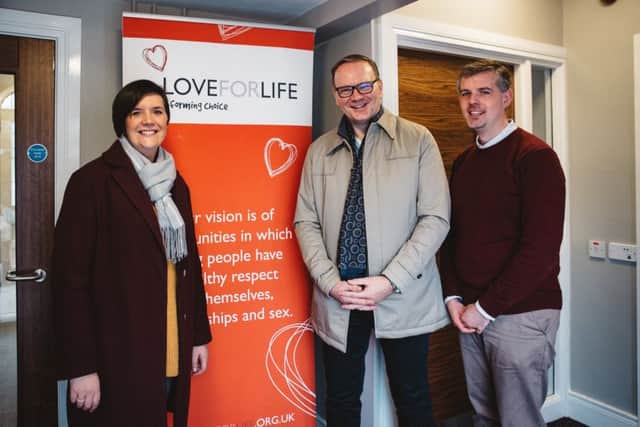 Love for Life Chief Executive, Mrs Judith Cairns, ABC Council Chief Executive Mr Roger Wilson and Love for Life General Manager, Mr Graham Hare pictured at the offical opening of their new offices on Saturday. INBL Love for Life